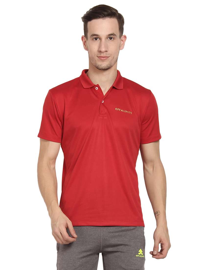 men polo neck solid t-shirt
