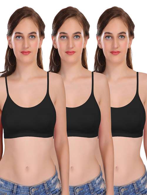 pack of 3 non padded sports  bra - 18969284 -  Standard Image - 0