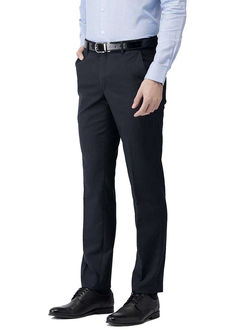 mid rise solid flat front trousers formal trouser - 18974085 -  Standard Image - 1
