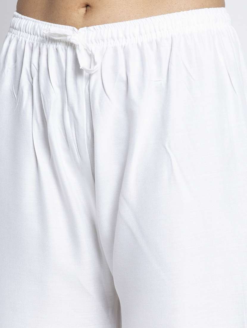 white rayon flared palazzo - 18984165 - Standard Image - 4