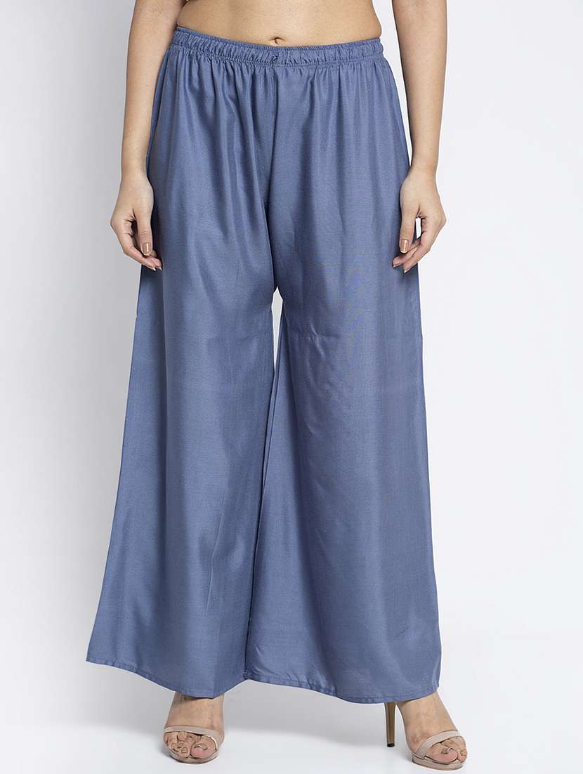 grey rayon flared palazzo