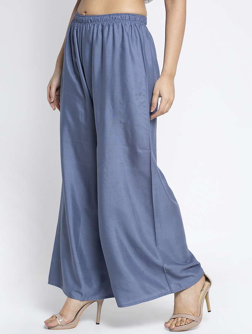 grey rayon flared palazzo - 18984167 -  Standard Image - 1