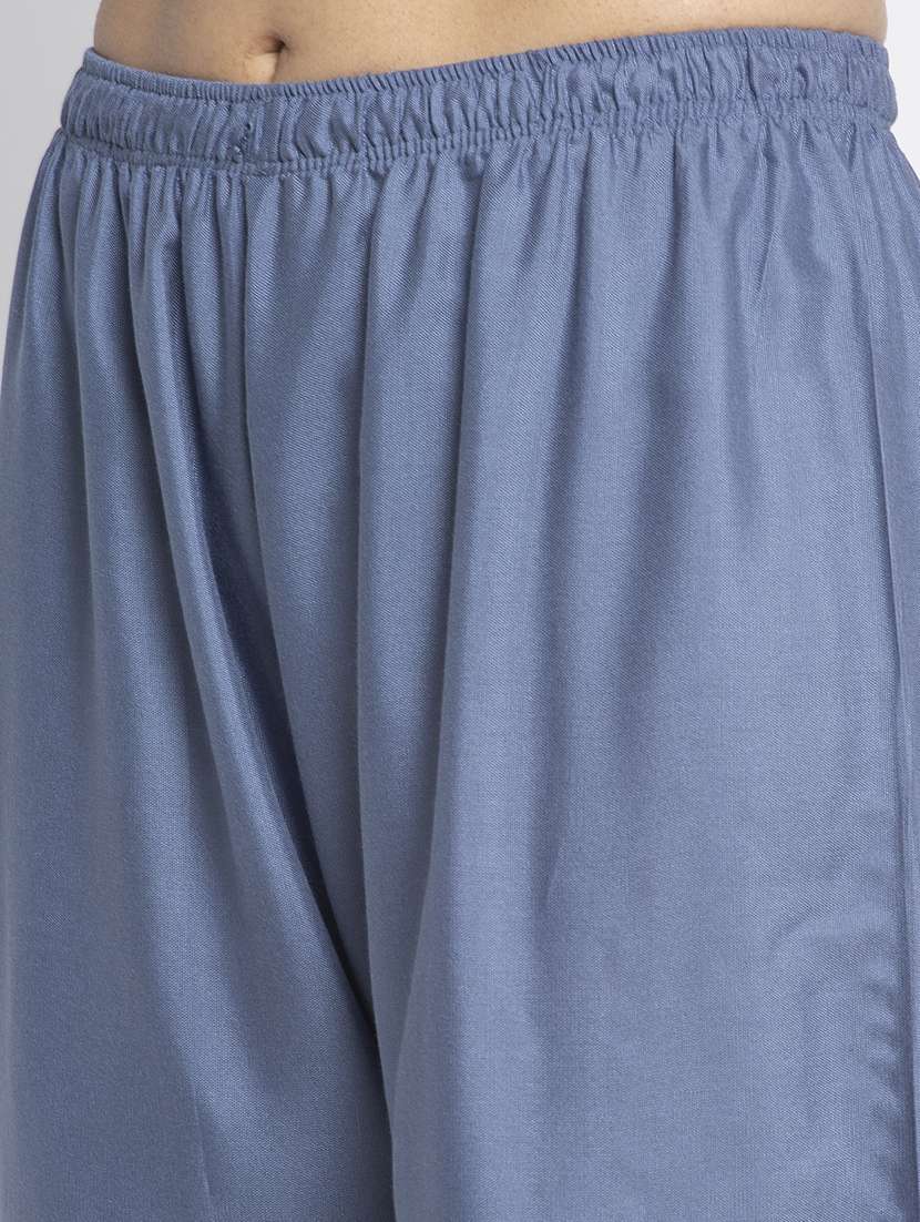 grey rayon flared palazzo - 18984167 -  Standard Image - 4