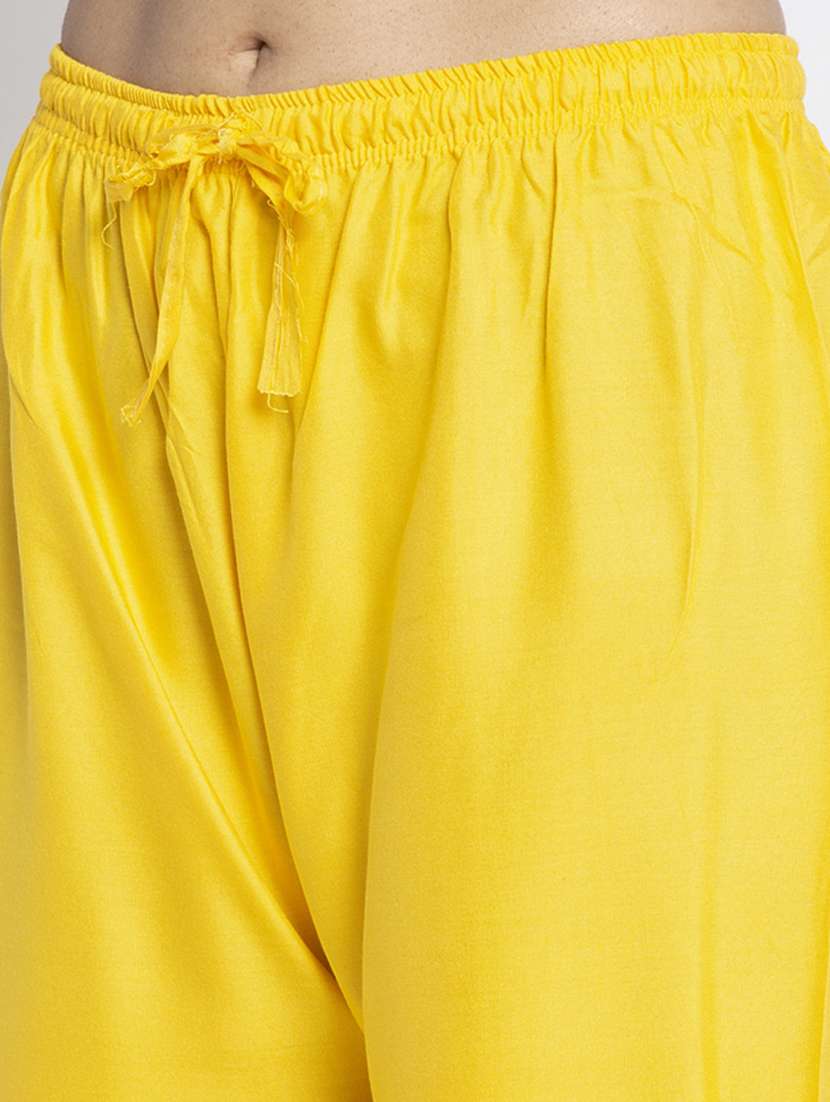 yellow rayon flared palazzo - 18984168 -  Standard Image - 4