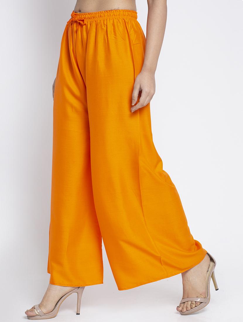 orange rayon flared palazzo - 18984170 - Standard Image - 1