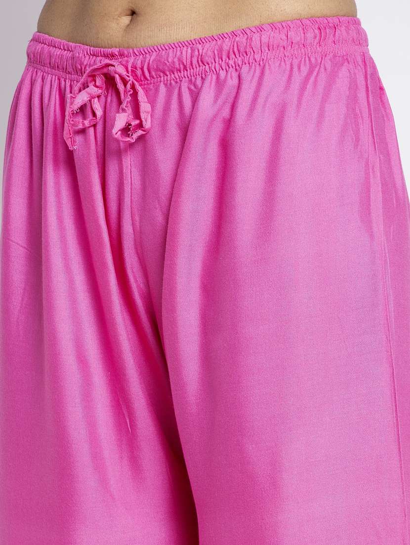 pink rayon flared palazzo - 18984172 - Standard Image - 4