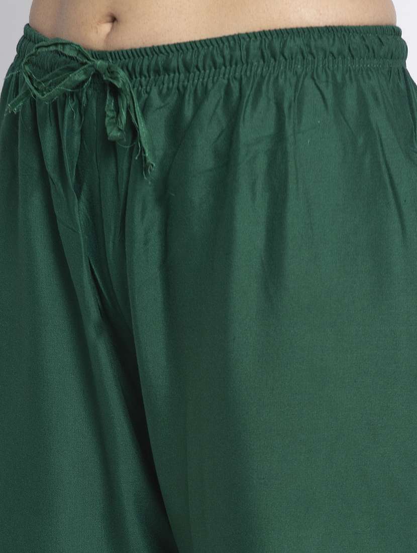 green rayon flared palazzo - 18984173 - Standard Image - 4
