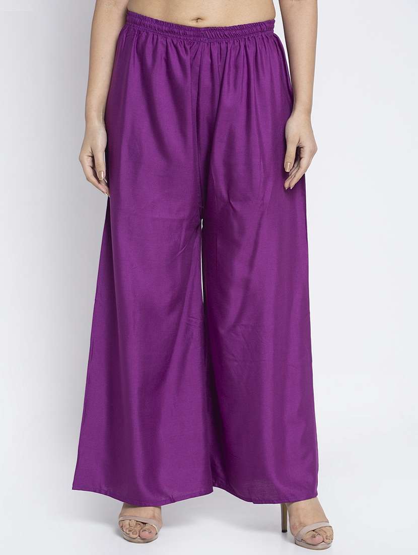 purple rayon flared palazzo