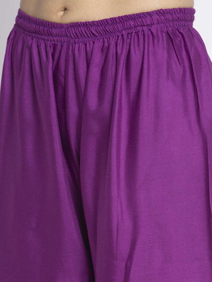 purple rayon flared palazzo - 18984176 -  Standard Image - 4