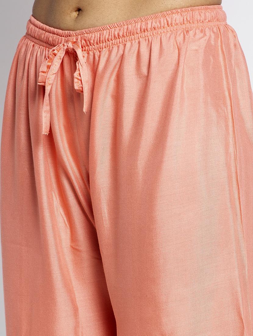 peach rayon flared palazzo - 18984180 - Standard Image - 4