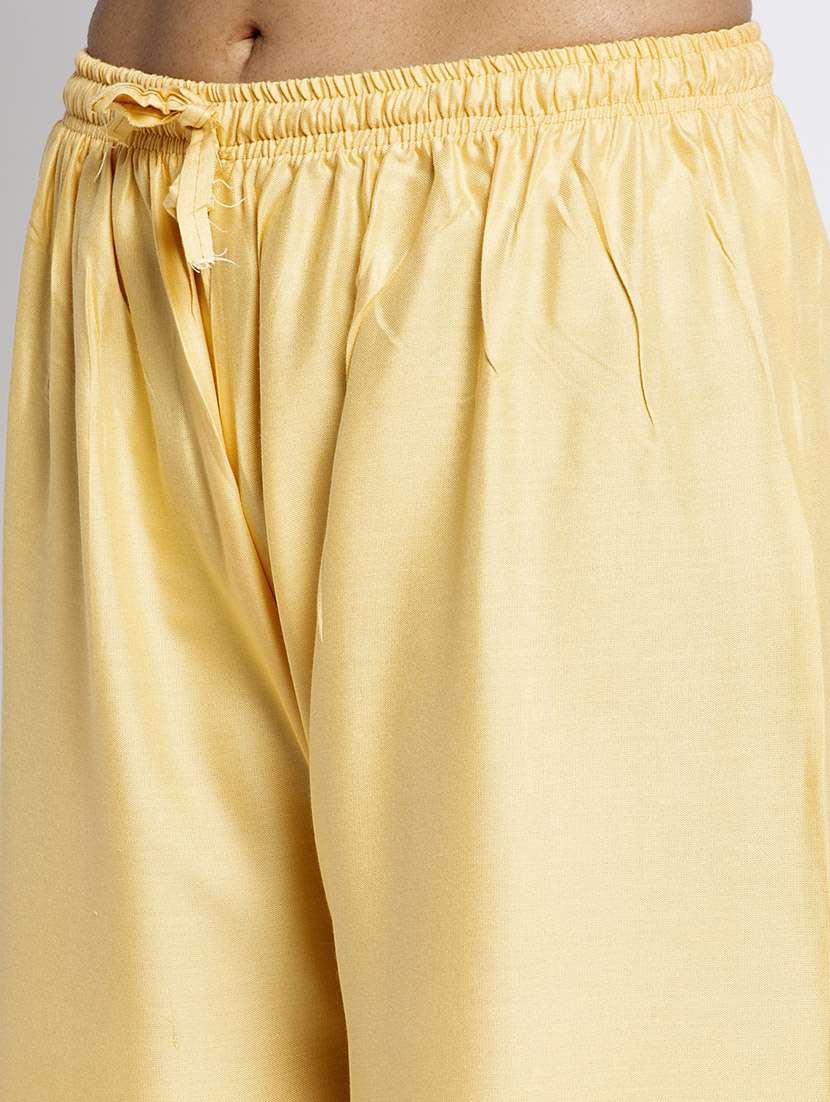 beige solid flared palazzo - 18984183 - Standard Image - 4