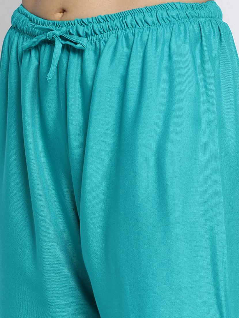 green rayon flared palazzo - 18984184 - Standard Image - 4