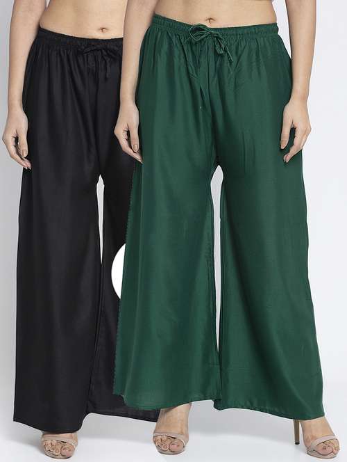 pack of 2 solid flared palazzo - 18984196 -  Standard Image - 0