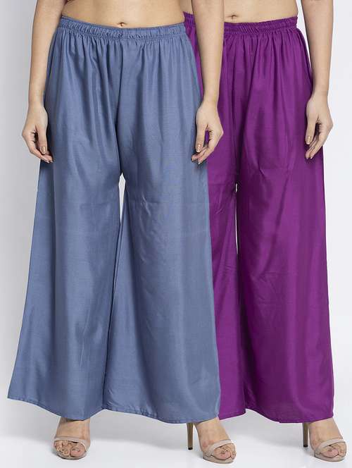 pack of 2 solid flared palazzo - 18984262 -  Standard Image - 0