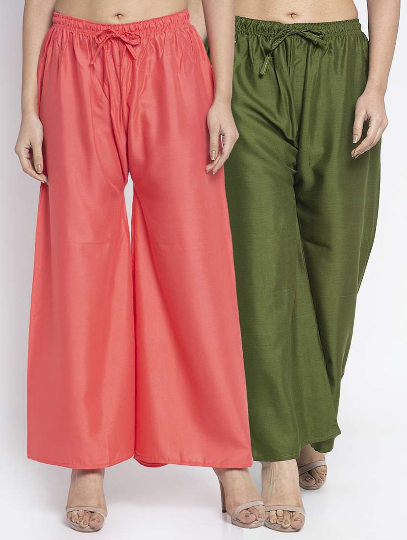 pack of 2 solid flared palazzo