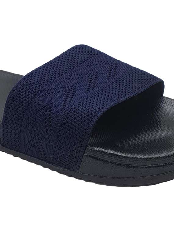 blue synthetic & mesh slip on flip flops - 19010299 -  Standard Image - 4
