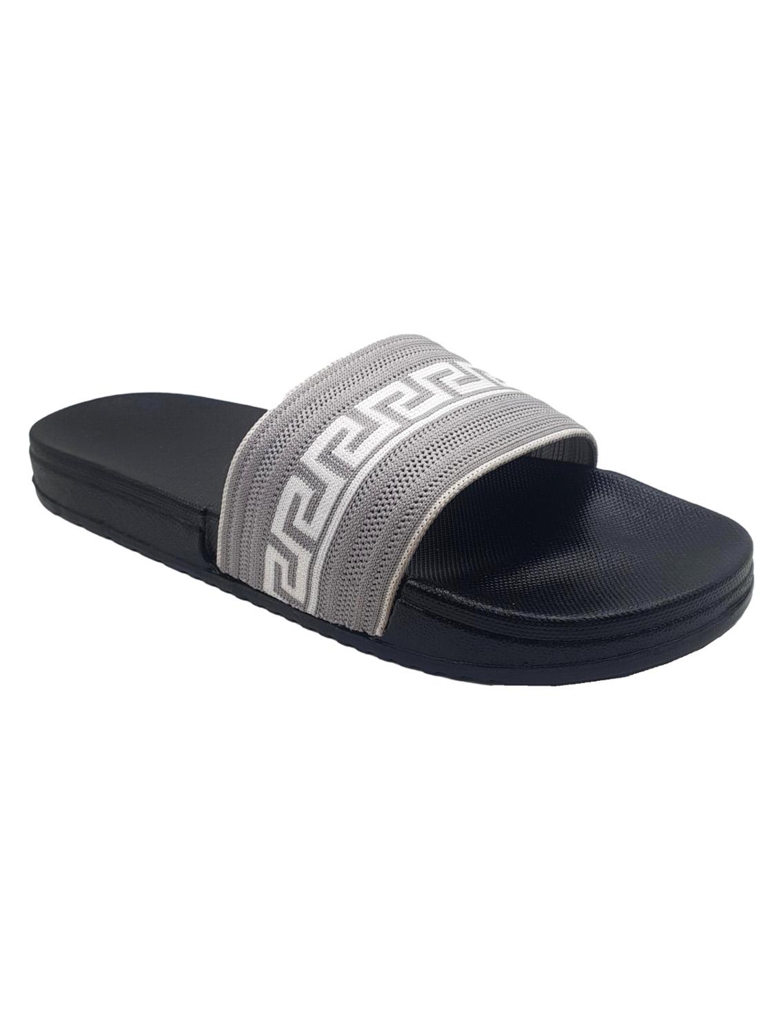 grey synthetic & mesh slip on flip flops - 19010303 -  Standard Image - 1