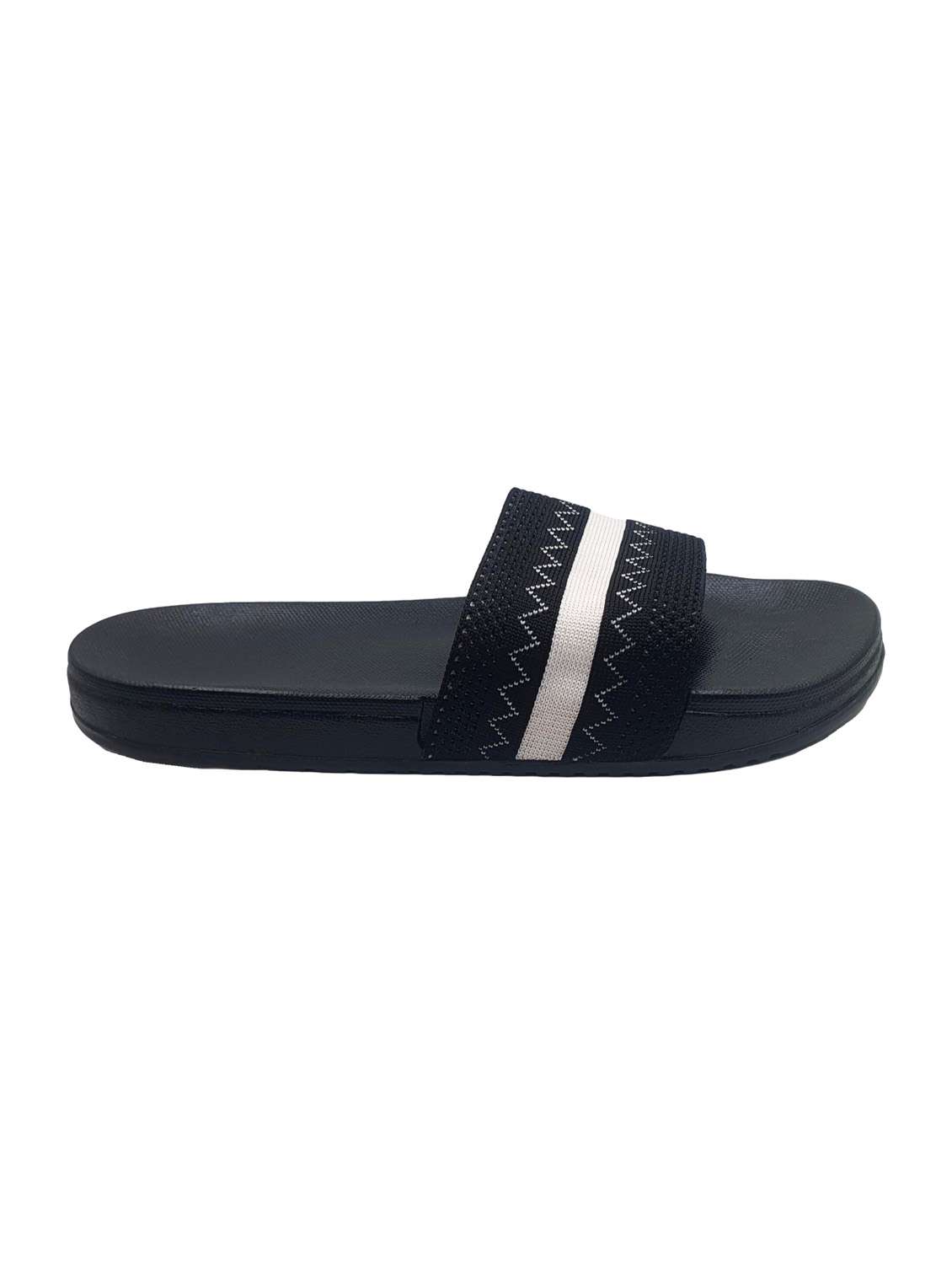 black synthetic & mesh slip on flip flops - 19010320 -  Standard Image - 1