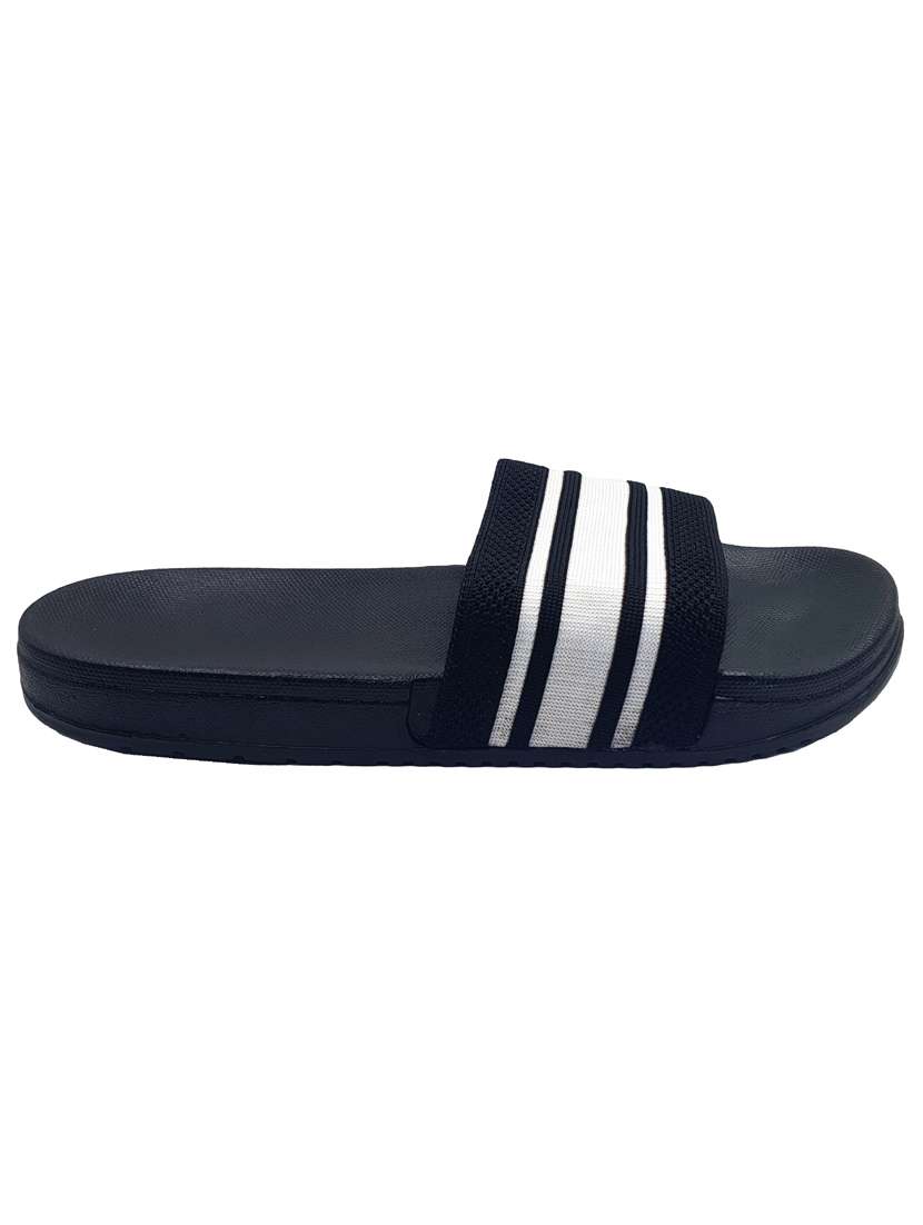 black synthetic & mesh slip on flip flops - 19010326 - Standard Image - 1