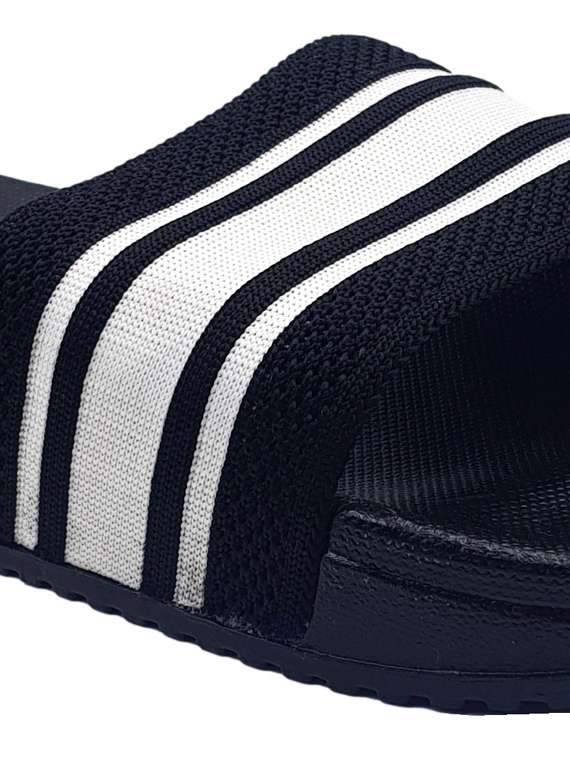 black synthetic & mesh slip on flip flops - 19010326 - Standard Image - 4