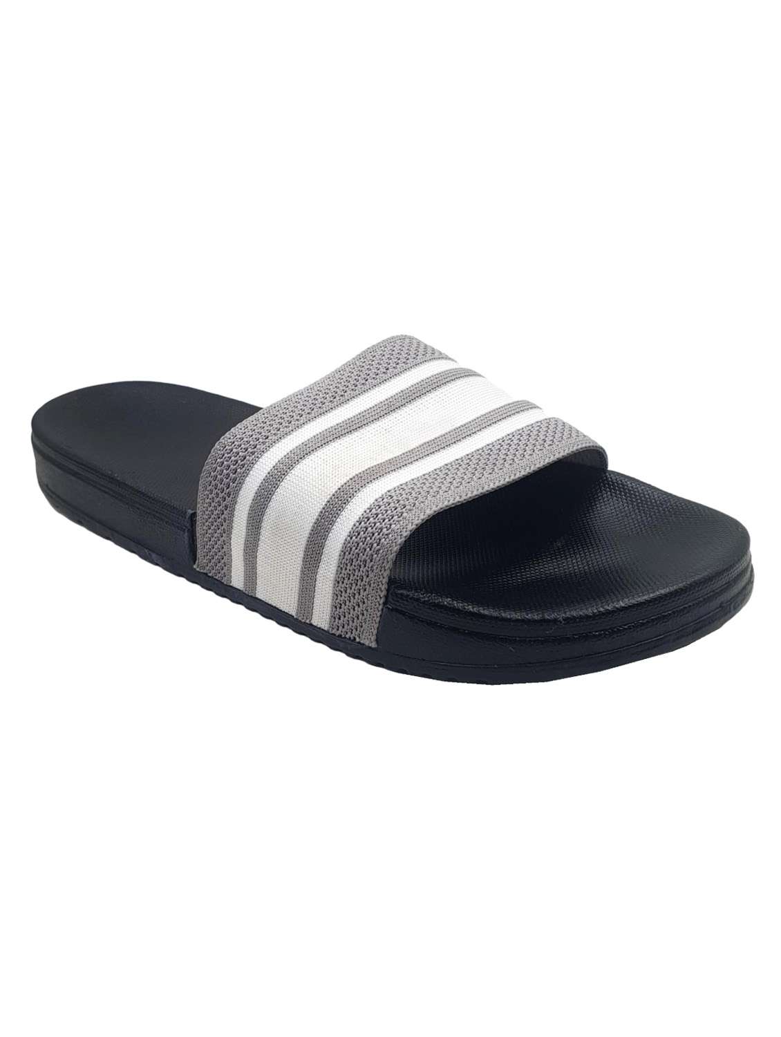 grey synthetic & mesh slip on flip flops - 19010327 -  Standard Image - 4