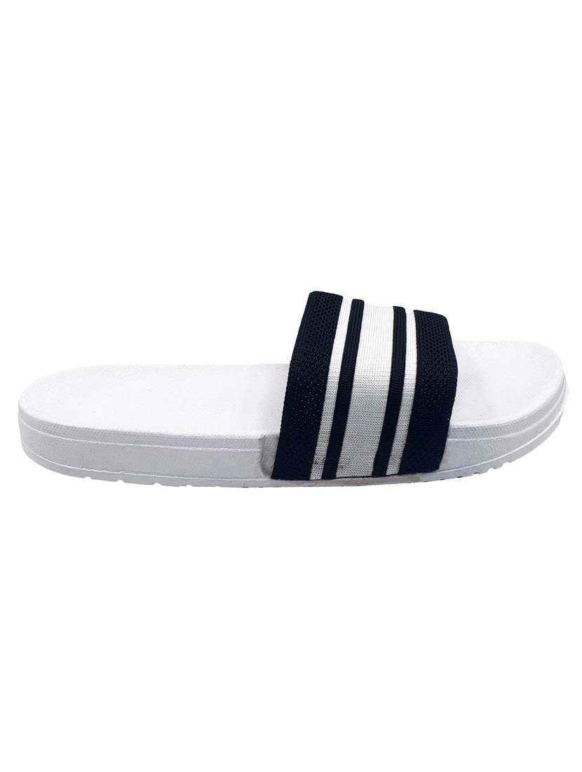 white synthetic & mesh slip on flip flops - 19010328 -  Standard Image - 1