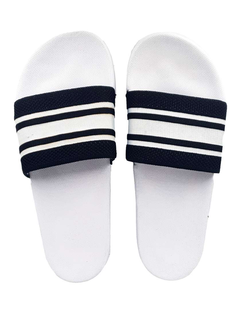 white synthetic & mesh slip on flip flops - 19010328 - Standard Image - 4