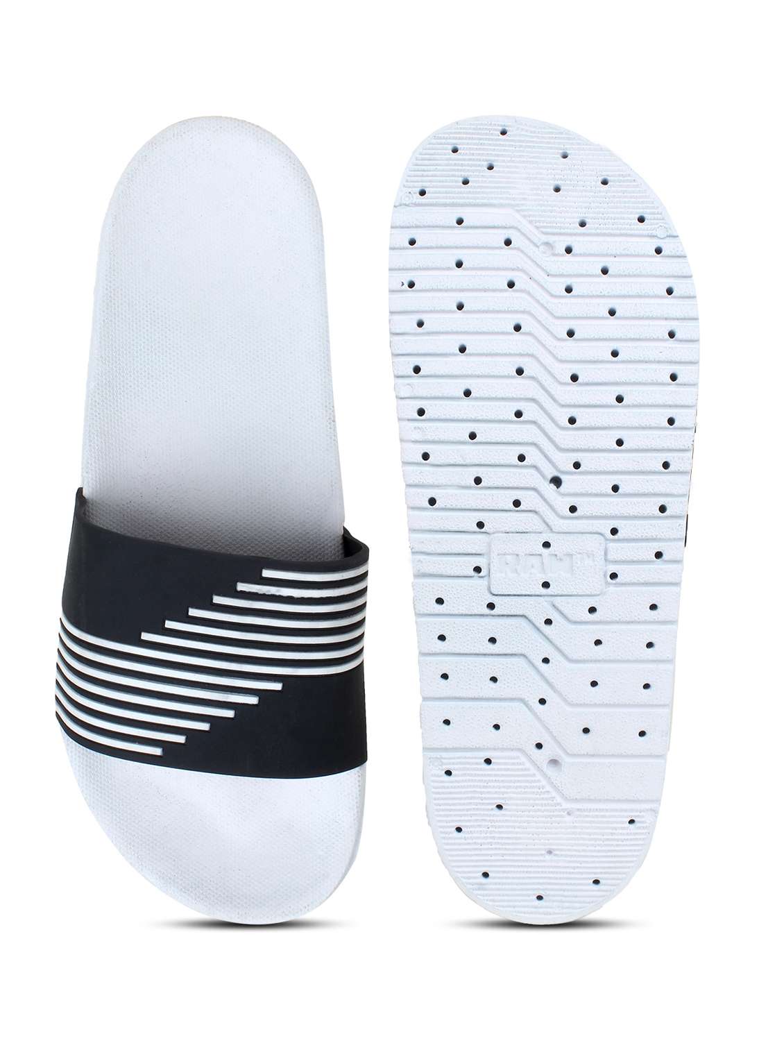 white synthetic & mesh slip on flip flops - 19010349 -  Standard Image - 4