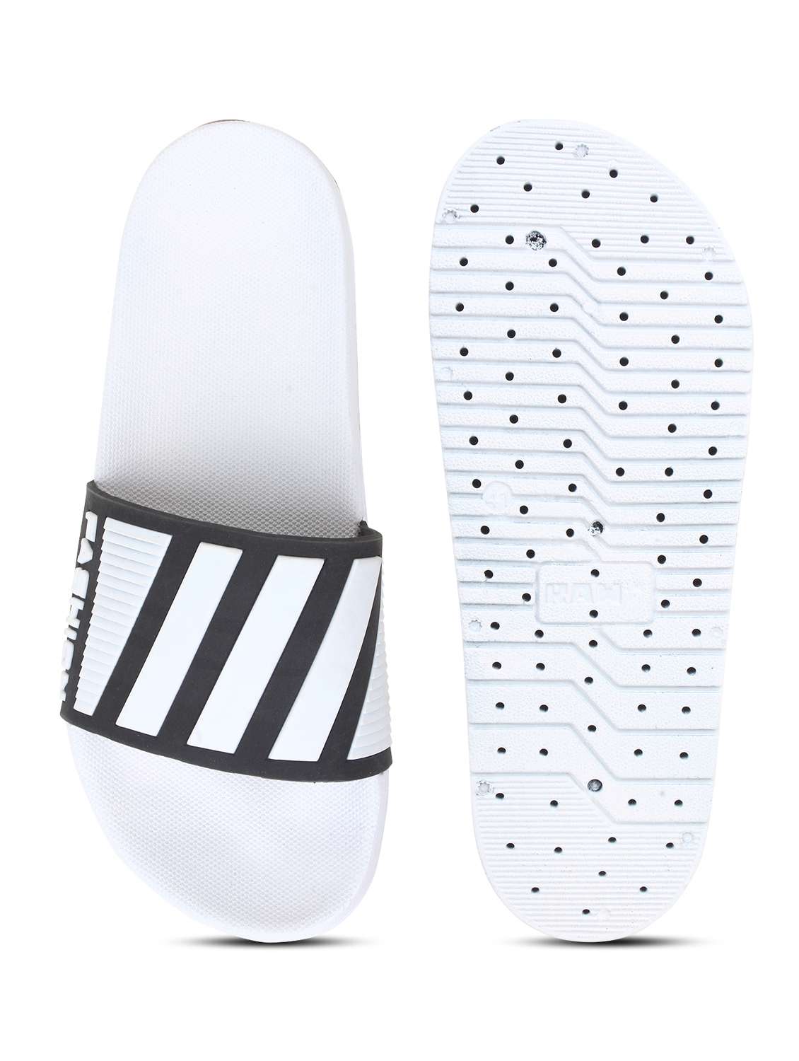 white synthetic & mesh slip on flip flops - 19010359 -  Standard Image - 4