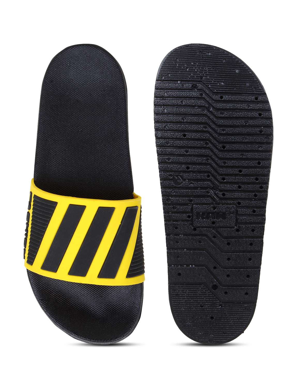 yellow synthetic & mesh slip on flip flops - 19010360 -  Standard Image - 4