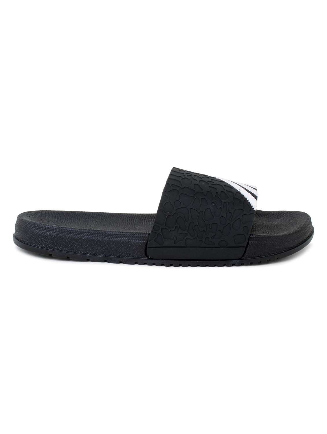 black striped slip on sliders - 19010361 -  Standard Image - 1