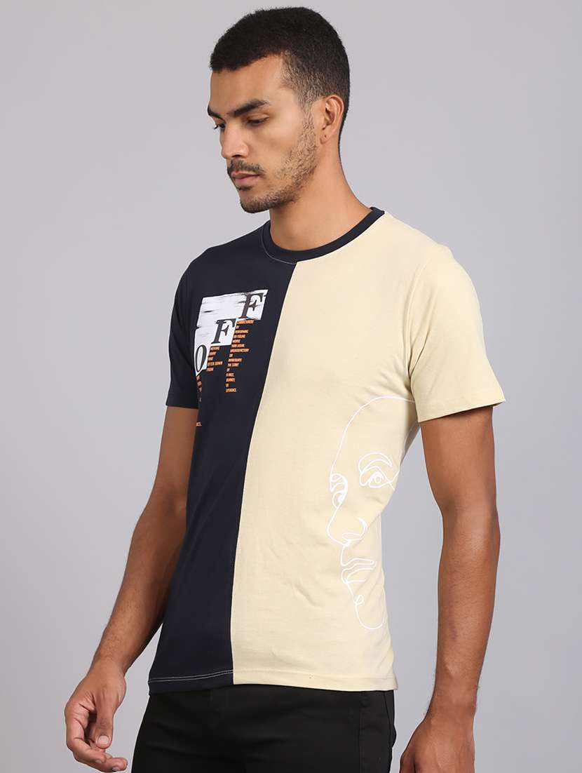 round neck color block t-shirt - 19010479 - Standard Image - 1