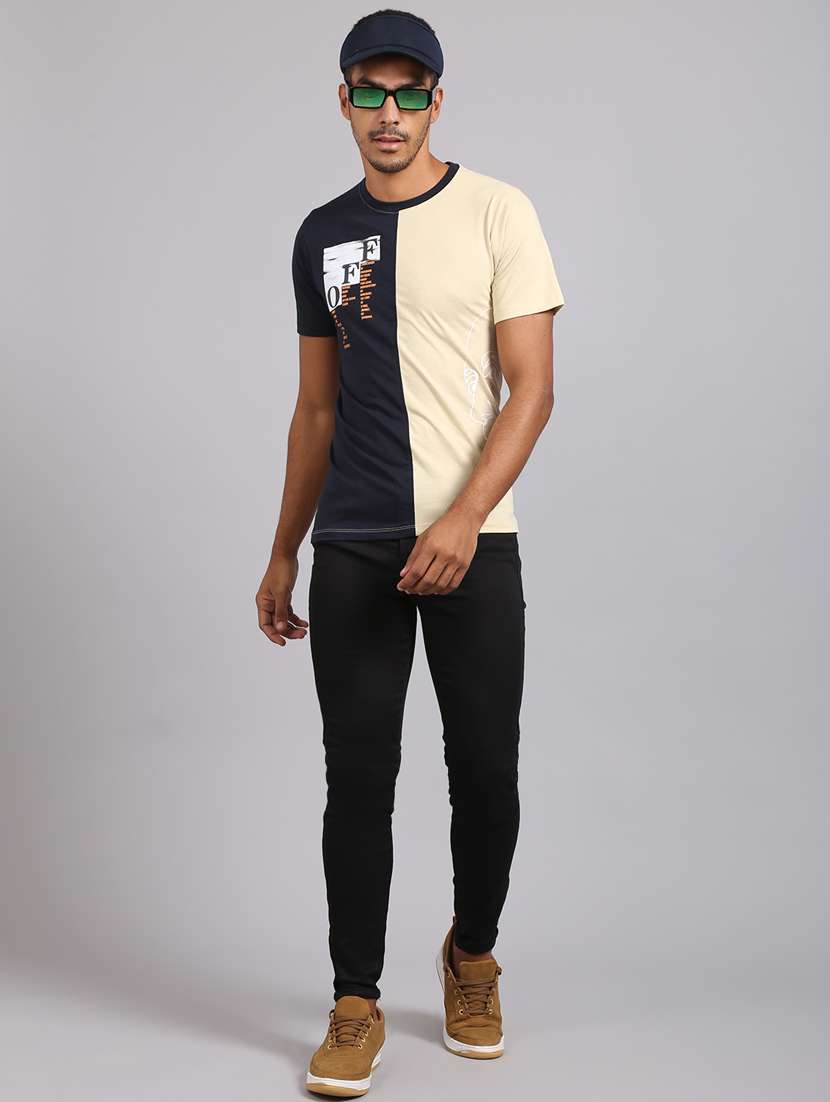 round neck color block t-shirt - 19010479 - Standard Image - 4