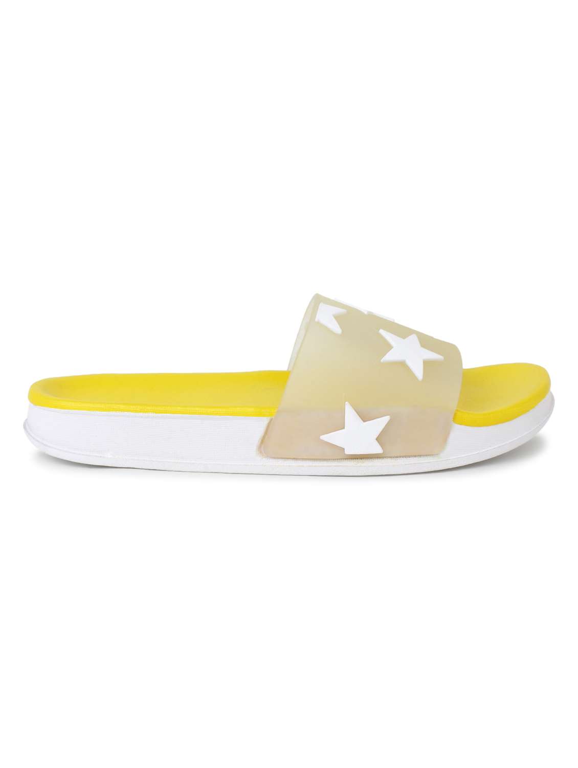 yellow printed slip on flip flop - 19020842 -  Standard Image - 1