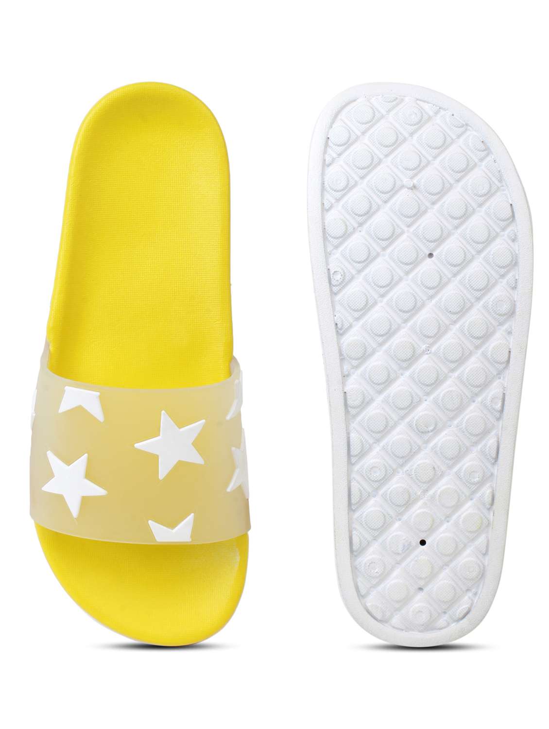 yellow printed slip on flip flop - 19020842 - Standard Image - 4