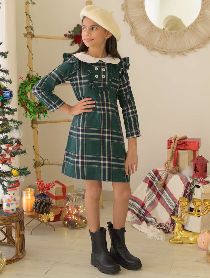 girls round neck long sleeves frock