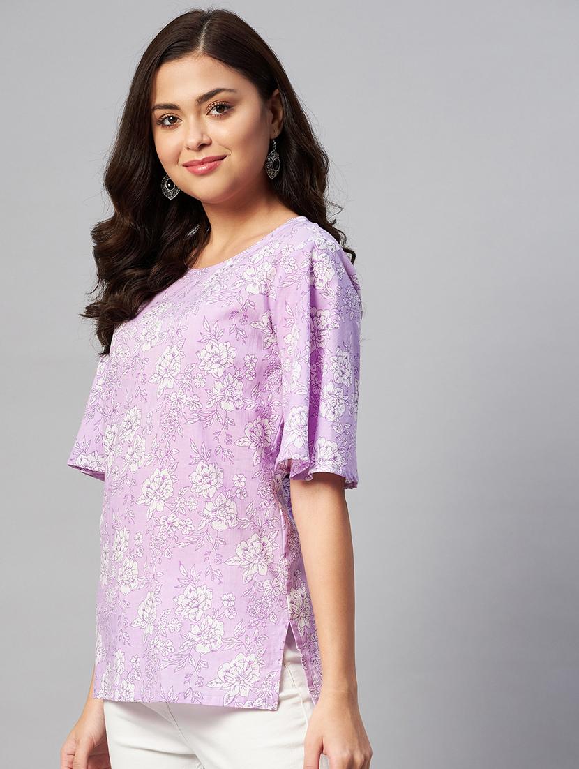 purple printed regular top - 19039310 -  Standard Image - 1
