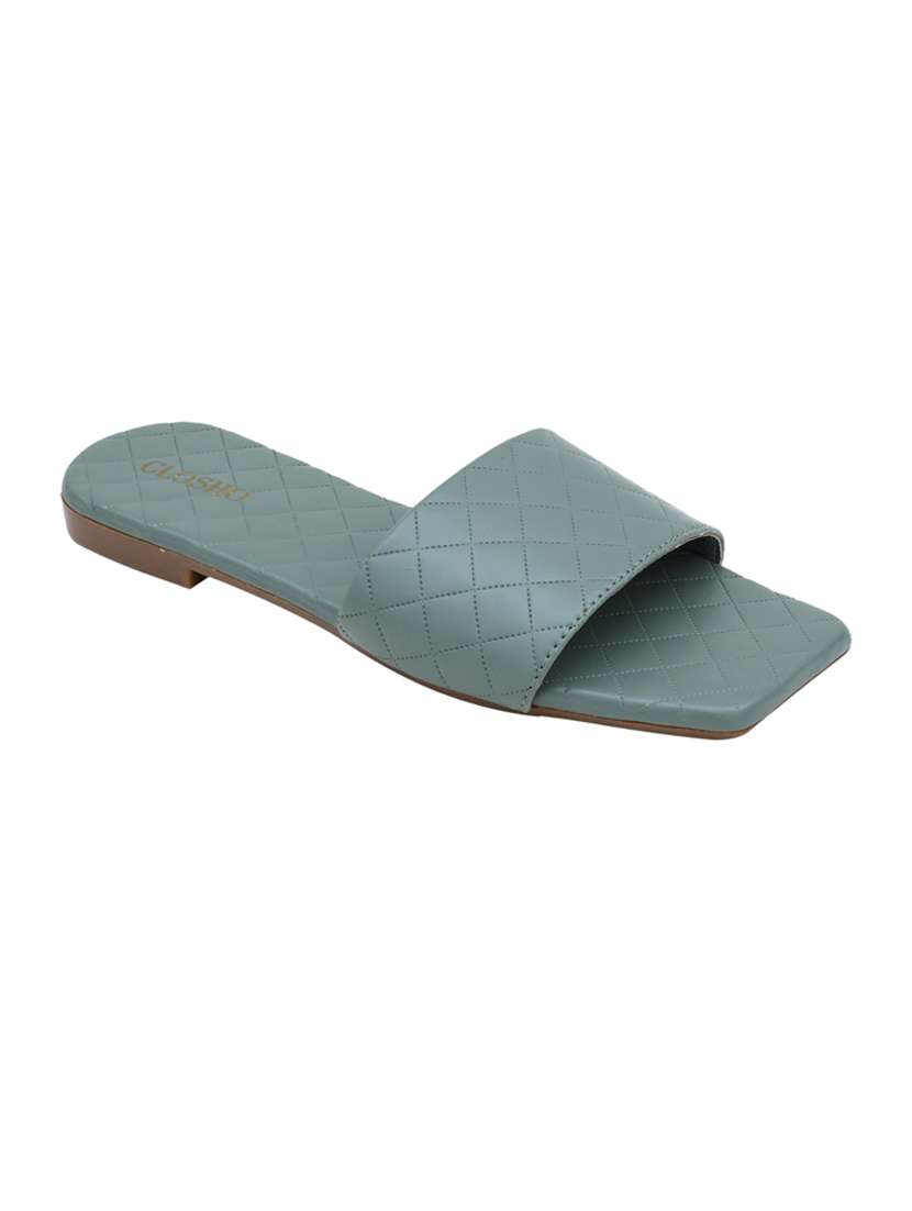 blue slip on sandal