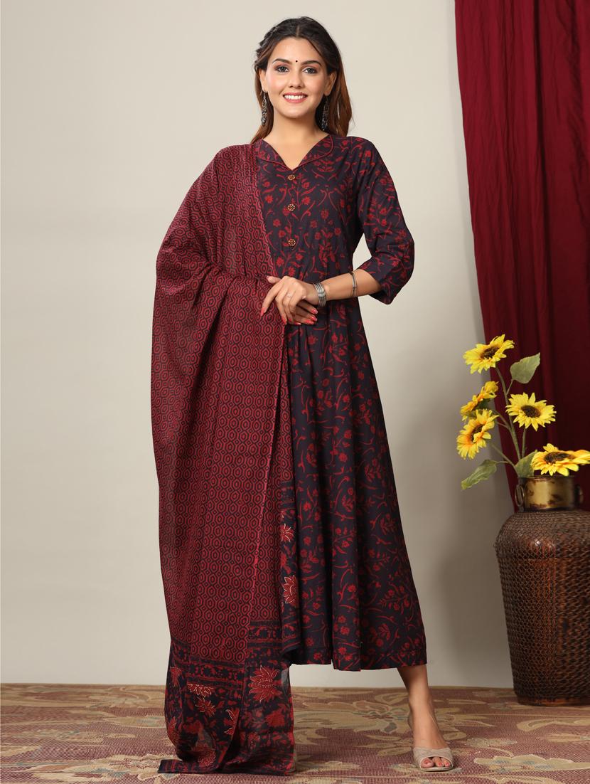 printed kurta dupatta set - 19039602 -  Zoom Image - 0