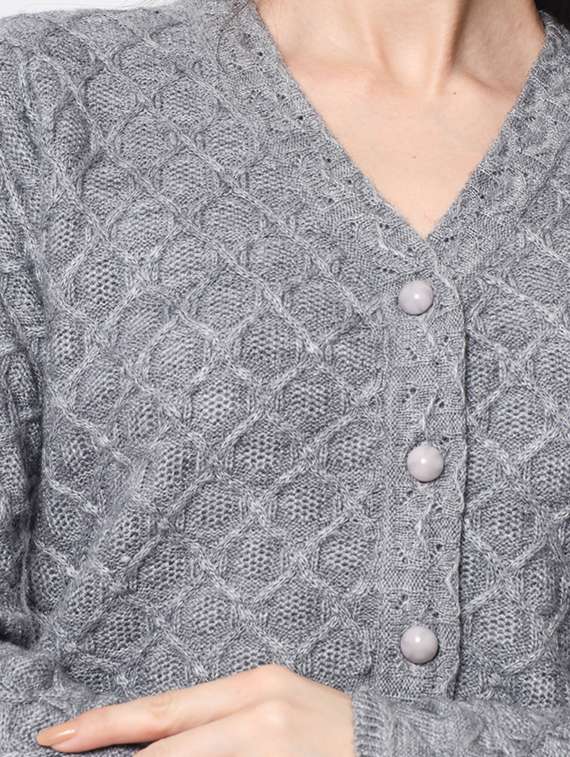 grey solid cardigan - 19064282 - Standard Image - 4
