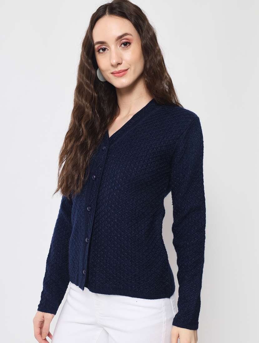 navy blue solid cardigan