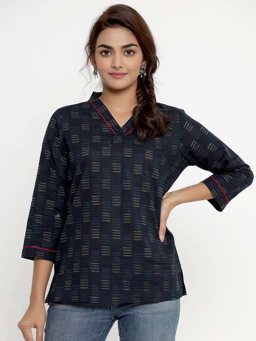 women's straight v neck top - 19070547 - Standard Image - 0