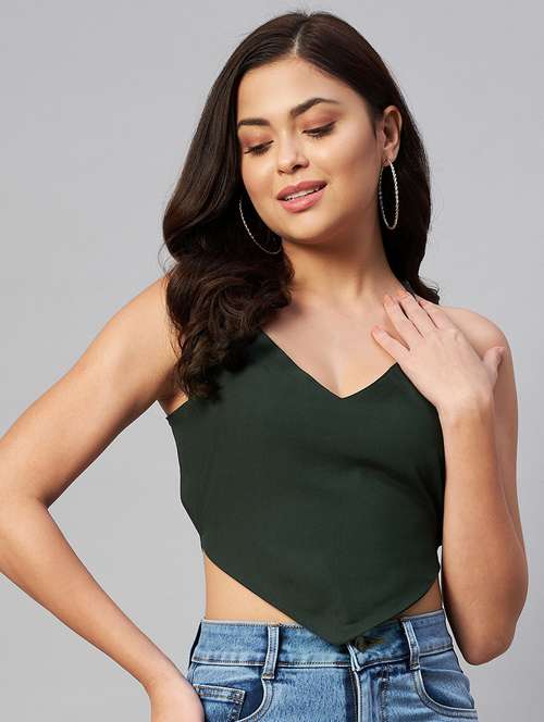 women's crop v neck top - 19077675 -  Standard Image - 0