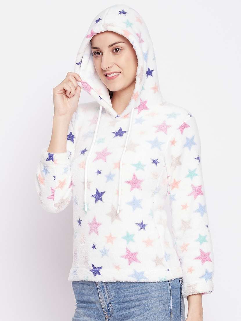 white coloured printed sweatshirt - 19082159 -  Standard Image - 1