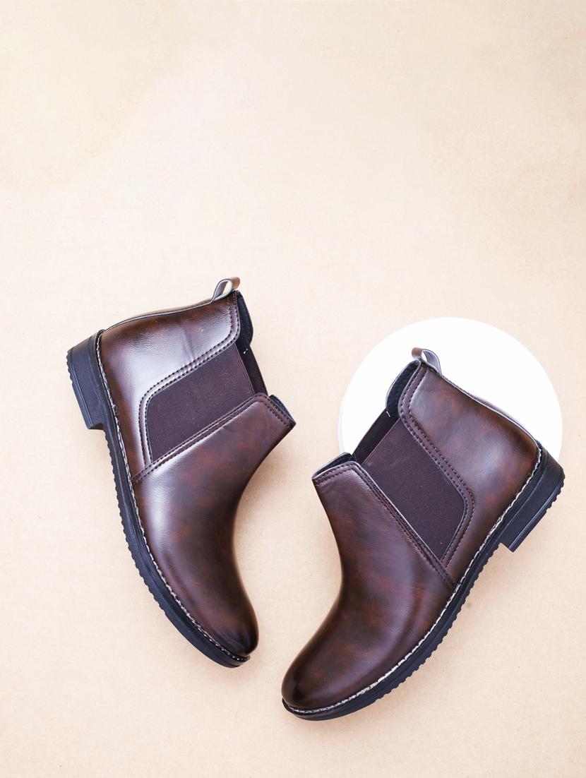 men black slip on high ankle boots - 19082604 -  Zoom Image - 0