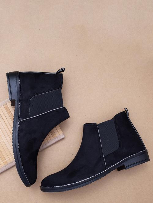 men black slip on high ankle boots - 19082606 - Standard Image - 0