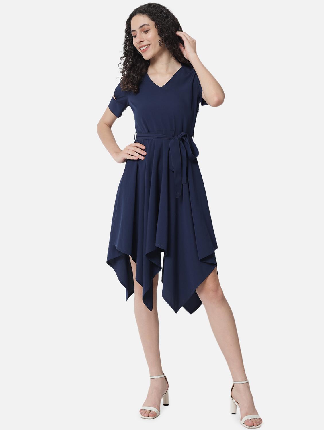 women's asymmetric solid dress - 19082704 - Standard Image - 4