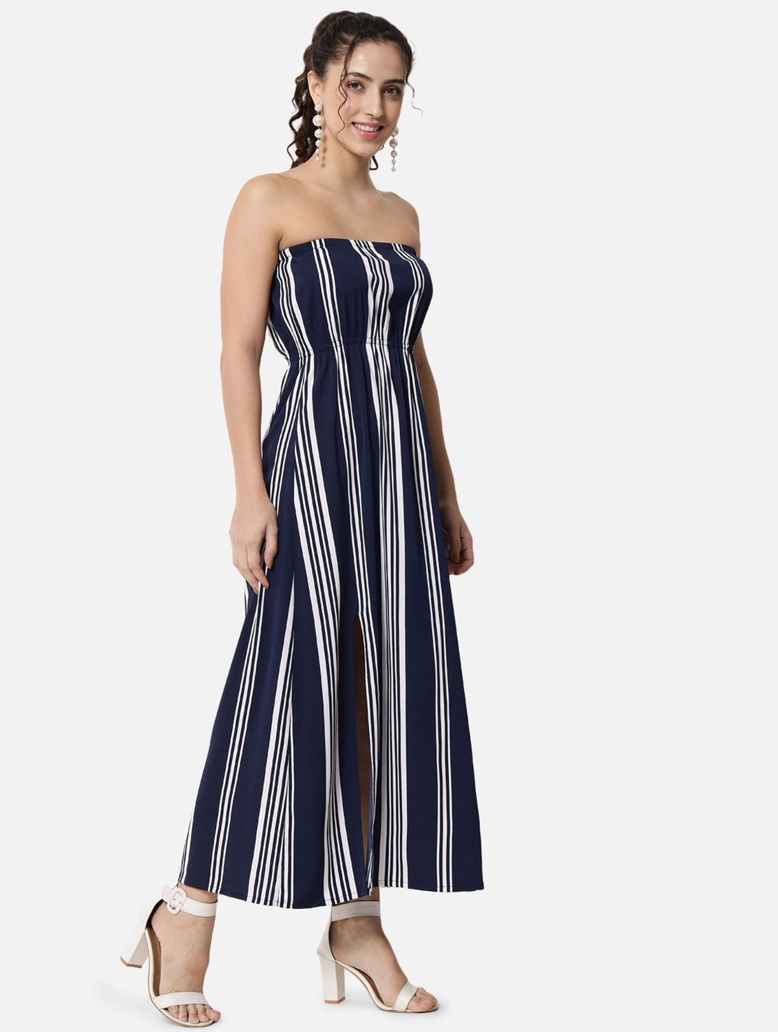side slit striped tube dress - 19082722 - Standard Image - 1