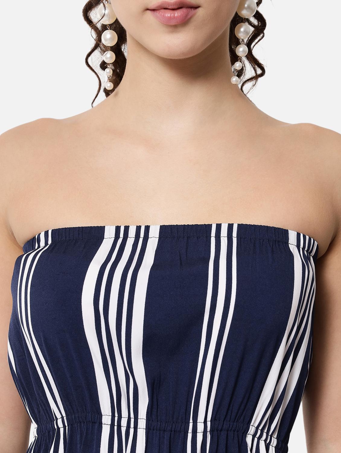 side slit striped tube dress - 19082722 - Standard Image - 4