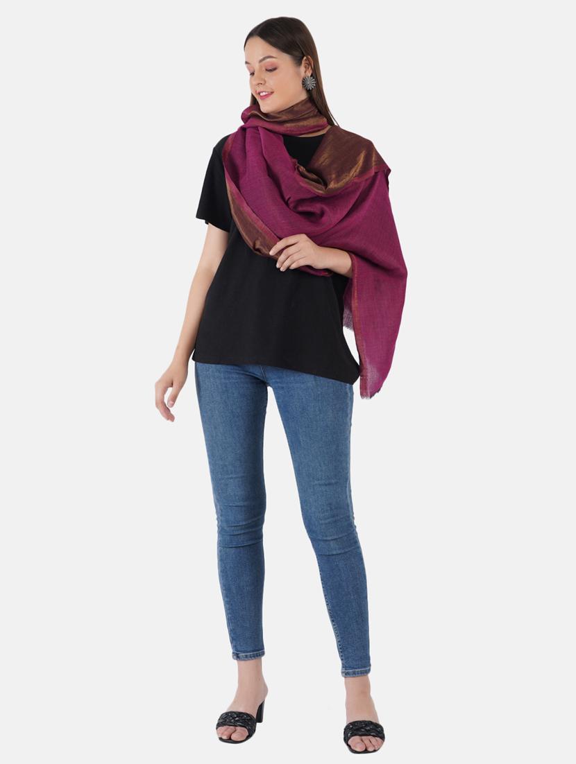 women's zari stole - 19082850 -  Standard Image - 1